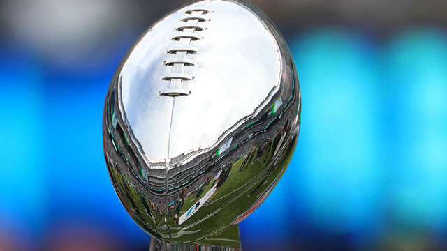 EAST RUTHERFORD, NJ - OCTOBER 14: The SuperBowl III Vince Lombardi Trophy on displayc during halftime honoring the SuperBowl III Champion New York Jets during the National Football League Game between the New York Jets and the Indianapolis Colts on October 14, 2018 at MetLife Stadium in East Rutherford, NJ.