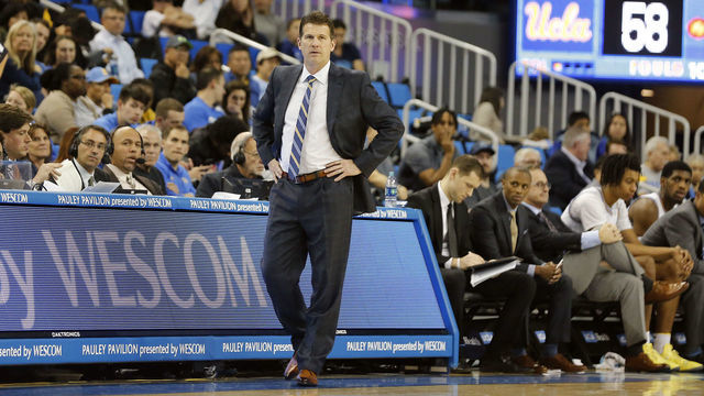 LOS ANGELES, CA - DECEMBER 29: UCLA Bruins head coach Steve Alford reacts during the game against the Liberty Flames on December 29, 2018, at Pauley Pavilion in Los Angeles, CA.
