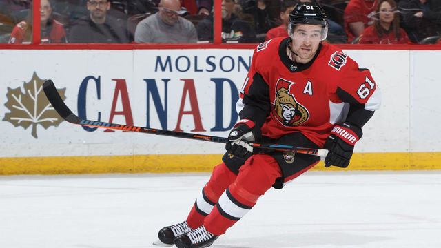 OTTAWA, ON - DECEMBER 22: Mark Stone #61 of the Ottawa Senators skates against the Washington Capitals at Canadian Tire Centre on December 22, 2018 in Ottawa, Ontario, Canada.
