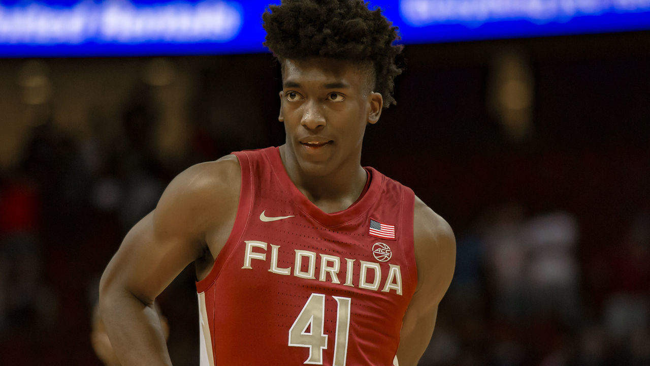 NEWARK, NJ - DECEMBER 08: Florida State Seminoles guard Terance Mann (14) during the second half of the college basketball game between the Connecticut Huskies and Florida State Seminoles on December 8, 2018, at Prudential Center in Newark, NJ