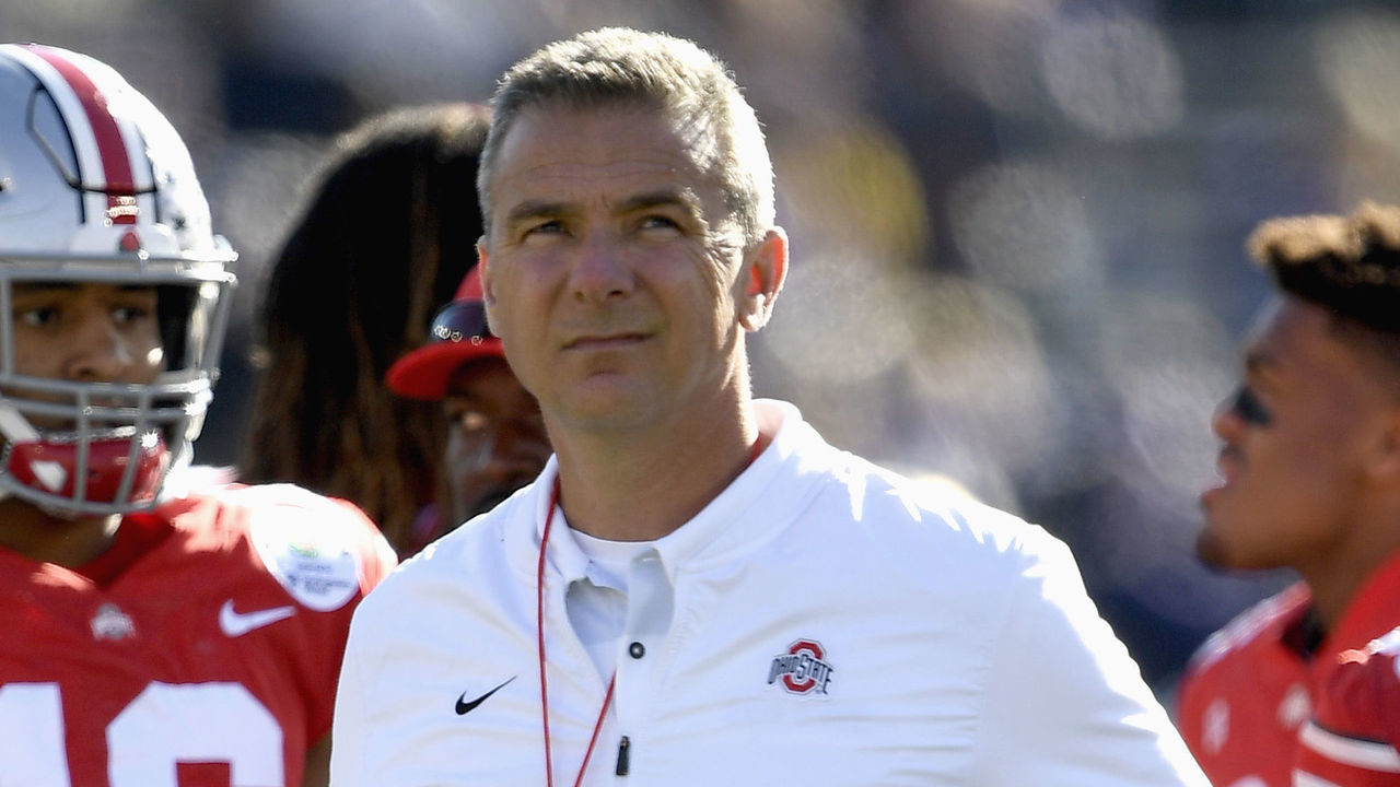 PASADENA, CA - JANUARY 01: Ohio State Buckeyes head coach Urban Meyer during warm ups ahead of the Rose Bowl Game presented by Northwestern Mutual at the Rose Bowl on January 1, 2019 in Pasadena, California.