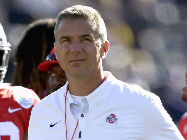 PASADENA, CA - JANUARY 01: Ohio State Buckeyes head coach Urban Meyer during warm ups ahead of the Rose Bowl Game presented by Northwestern Mutual at the Rose Bowl on January 1, 2019 in Pasadena, California.