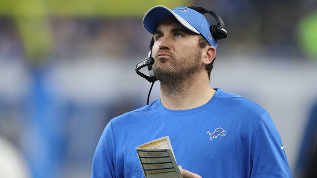 DETROIT, MI - DECEMBER 02: Offensive Coordinator Jim Bob Cooter of the Detroit Lions watches his team against the Los Angeles Rams during the second half at Ford Field on December 2, 2018 in Detroit, Michigan.