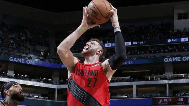 SACRAMENTO, CA - JANUARY 1: Jusuf Nurkic #27 of the Portland Trail Blazers goes to the basket against the Sacramento Kings on January 1, 2019 at Golden 1 Center in Sacramento, California. NOTE TO USER: User expressly acknowledges and agrees that, by downloading and/or using this photograph, user is consenting to the terms and conditions of the Getty Images License Agreement. Mandatory Copyright Notice: Copyright 2019 NBAE