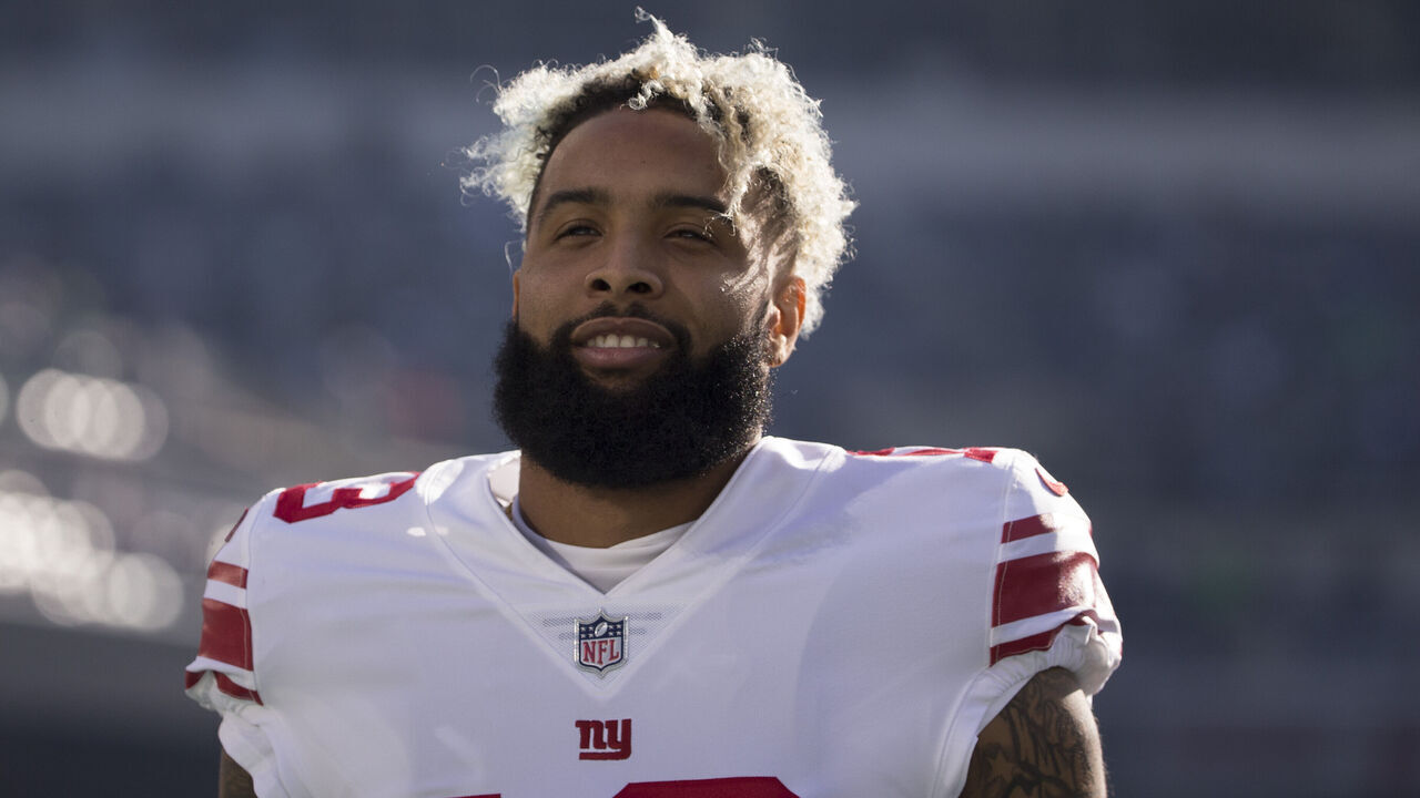 PHILADELPHIA, PA - NOVEMBER 25: Odell Beckham #13 of the New York Giants looks on prior to the game against the Philadelphia Eagles at Lincoln Financial Field on November 25, 2018 in Philadelphia, Pennsylvania.