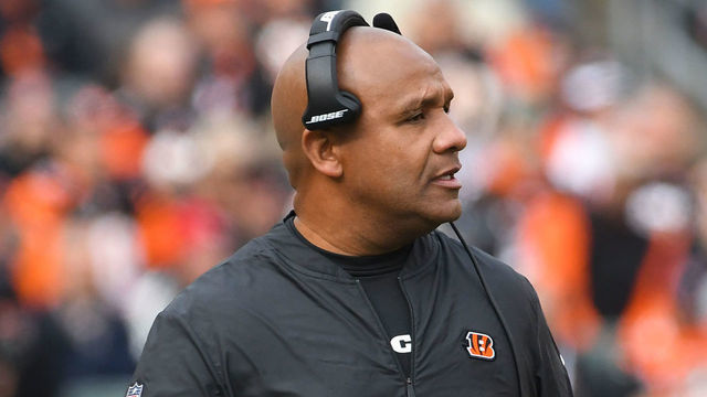 CINCINNATI, OH - NOVEMBER 25, 2018: Special assistant to the head coach Hue Jackson of the Cincinnati Bengals on the sideline in the second quarter of a game against the Cleveland Browns on November 25, 2018 at Paul Brown Stadium in Cincinnati, Ohio. Cleveland won 35-20. (Photo by: 2018 Nick Cammett/Diamond Images/Getty Images)