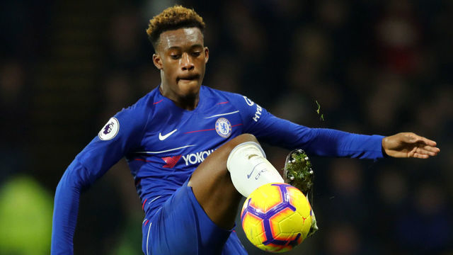 WATFORD, ENGLAND - DECEMBER 26: Callum Hudson-Odoi of Chelsea in action during the Premier League match between Watford FC and Chelsea FC at Vicarage Road on December 26, 2018 in Watford, United Kingdom.