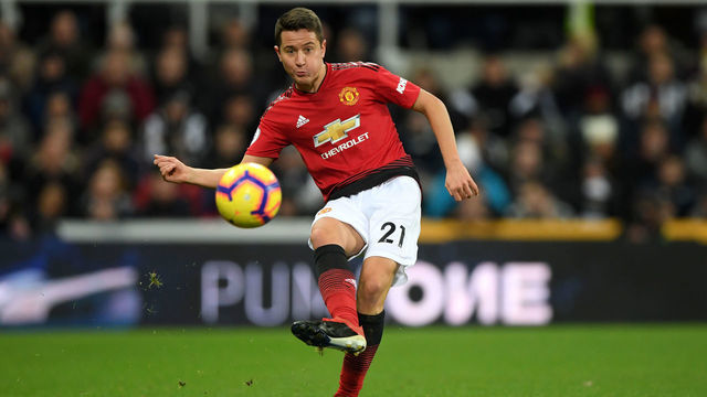 NEWCASTLE UPON TYNE, ENGLAND - JANUARY 02: Manchester United player Ander Herrera in action during the Premier League match between Newcastle United and Manchester United at St. James Park on January 2, 2019 in Newcastle upon Tyne, United Kingdom.