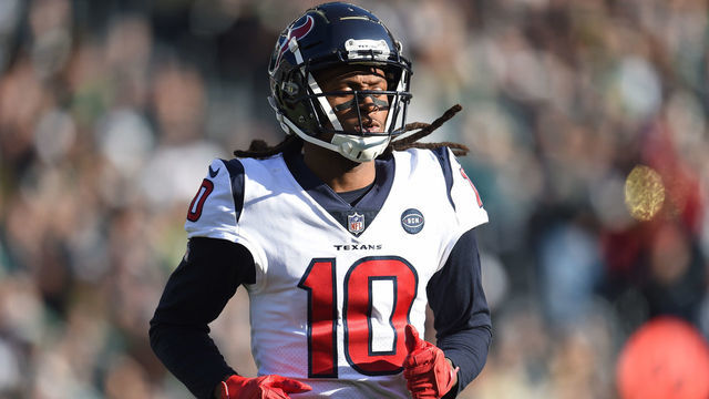 PHILADELPHIA, PA - DECEMBER 23: Houston Texans Wide Receiver DeAndre Hopkins (10) looks on during the game between the Houston Texans and the Philadelphia Eagles on December 23, 2018, at Lincoln Financial Field in Philadelphia,PA.