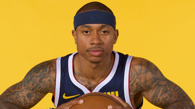 DENVER, CO - SEPTEMBER 24: Isaiah Thomas #0 of the Denver Nuggets poses for a portrait during the Denver Nuggets Media Day at the Pepsi Center on September 24, 2018 in Denver, Colorado.