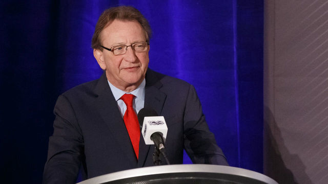 OTTAWA, ON - MARCH 17: Ottawa Senators Owner, Governor & Chairman Eugene Melnyk speaks during the 2017 Scotiabank NHL 100 Classic announcement at the Chateau Laurier on March 17, 2017 in Ottawa, Ontario, Canada.