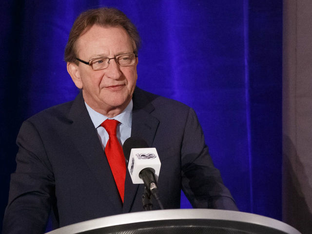 OTTAWA, ON - MARCH 17: Ottawa Senators Owner, Governor & Chairman Eugene Melnyk speaks during the 2017 Scotiabank NHL 100 Classic announcement at the Chateau Laurier on March 17, 2017 in Ottawa, Ontario, Canada.