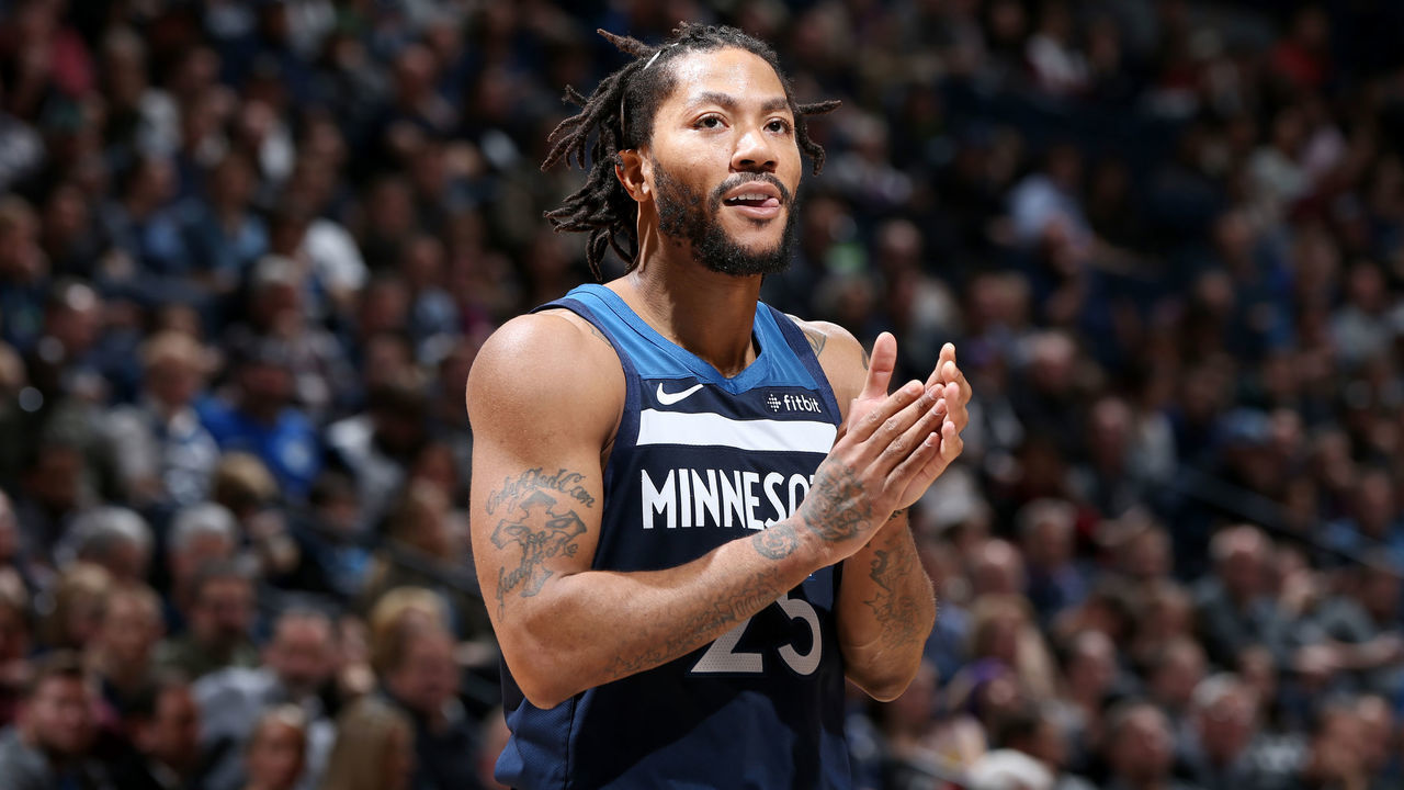 MINNEAPOLIS, MN - DECEMBER 19: Derrick Rose #25 of the Minnesota Timberwolves looks on during the game against the Detroit Pistons on December 19, 2018 at Target Center in Minneapolis, Minnesota. NOTE TO USER: User expressly acknowledges and agrees that, by downloading and/or using this photograph, user is consenting to the terms and conditions of the Getty Images License Agreement. Mandatory Copyright Notice: Copyright 2018 NBAE