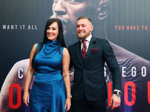 Conor McGregor with his partner Dee Devlin on arrival at the Conor McGregor: Notorious premiere at the Savoy Cinema in Dublin.