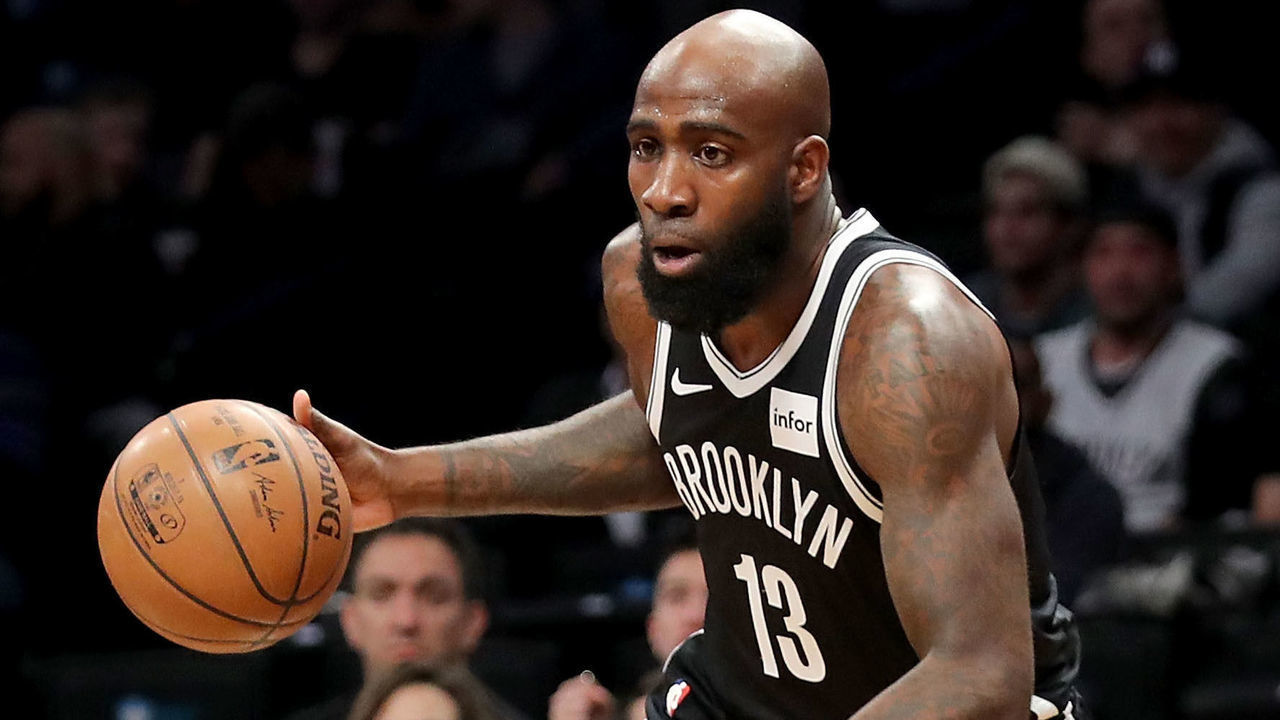 NEW YORK, NY - JANUARY 10: Quincy Acy #13 of the Brooklyn Nets drives to the basket against the Detroit Pistons in the second quarter during their game at Barclays Center on January 10, 2018 in the Brooklyn borough of New York City.