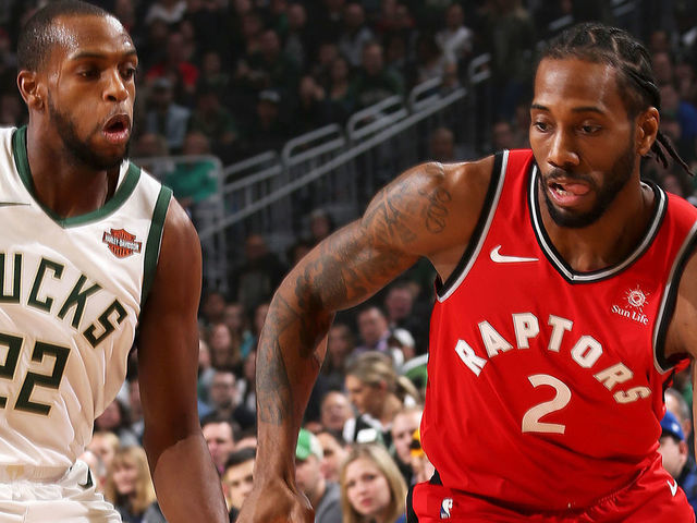 MILWAUKEE, WI - JANUARY 5: Kawhi Leonard #2 of the Toronto Raptors handles the ball against the Milwaukee Bucks on January 5, 2019 at the Fiserv Forum Center in Milwaukee, Wisconsin. Mandatory Copyright Notice: Copyright 2019 NBAE .