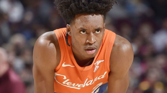 CLEVELAND, OH - JANUARY 5: Collin Sexton #2 of the Cleveland Cavaliers looks on against the New Orleans Pelicans on January 5, 2019 at Quicken Loans Arena in Cleveland, Ohio. NOTE TO USER: User expressly acknowledges and agrees that, by downloading and/or using this Photograph, user is consenting to the terms and conditions of the Getty Images License Agreement. Mandatory Copyright Notice: Copyright 2019 NBAE