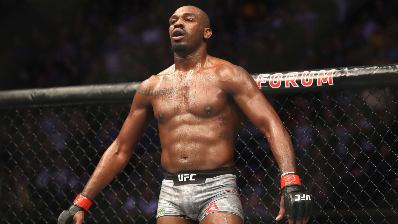INGLEWOOD, CA - DECEMBER 29: Jon Jones looks on during a Light Heavyweight titlebout against Alexander Gustafsson of Sweden during the UFC 232 event inside The Forum on December 29, 2018 in Inglewood, California. Jones defeated Gustafsson by KO.