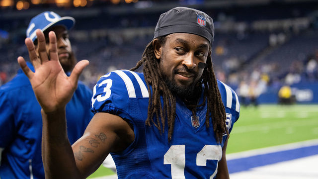 INDIANAPOLIS, IN - DECEMBER 23: Indianapolis Colts wide receiver T.Y. Hilton (13) walks off the field after the NFL game between the New York Giants and Indianapolis Colts on December 23, 2018, at Lucas Oil Stadium in Indianapolis, IN.