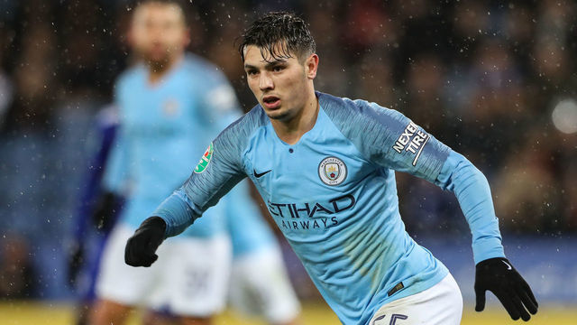 LEICESTER, ENGLAND - DECEMBER 18: Manchester City's Brahim Diaz during the Carabao Cup Quarter Final match between Leicester City and Manchester City at The King Power Stadium on December 18, 2018 in Leicester, United Kingdom.