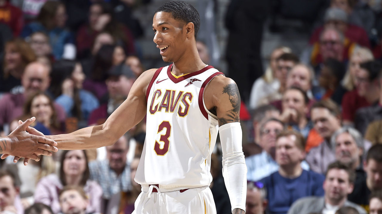 CLEVELAND, OH - JANUARY 4: Channing Frye #9 hi-fives Patrick McCaw #3 of the Cleveland Cavaliers during the game against the Utah Jazz on January 4, 2019 at Quicken Loans Arena in Cleveland, Ohio. NOTE TO USER: User expressly acknowledges and agrees that, by downloading and/or using this Photograph, user is consenting to the terms and conditions of the Getty Images License Agreement. Mandatory Copyright Notice: Copyright 2019 NBAE