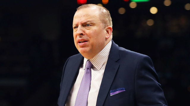 BOSTON, MASSACHUSETTS - JANUARY 02: Tom Thibodeau of the Minnesota Timberwolves complains about a call during the first quarter against the Boston Celtics at TD Garden on January 02, 2019 in Boston, Massachusetts.