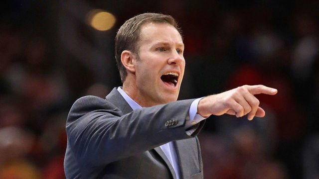 CHICAGO, IL - NOVEMBER 12: Head coach Fred Hoiberg of the Chicago Bulls yells instructions to his team against the Dallas Mavericks at the United Center on November 12, 2018 in Chicago, Illinois. NOTE TO USER: User expressly acknowledges and agrees that, by downloading and/or using this photograph, User is consenting to the terms and conditions of the Getty Images License Agreement.