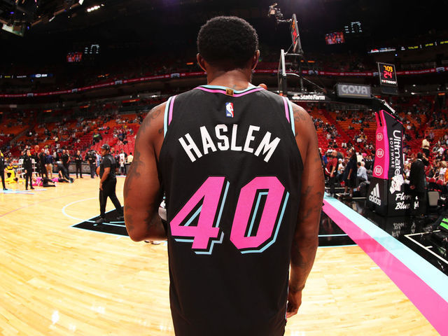 MIAMI, FL - NOVEMBER 9: Udonis Haslem #40 of the Miami Heat looks on before the game against the Indiana Pacers on November 9, 2018 at American Airlines Arena in Miami, Florida. NOTE TO USER: User expressly acknowledges and agrees that, by downloading and or using this photograph, user is consenting to the terms and conditions of Getty Images License Agreement. Mandatory Copyright Notice: Copyright 2018 NBAE