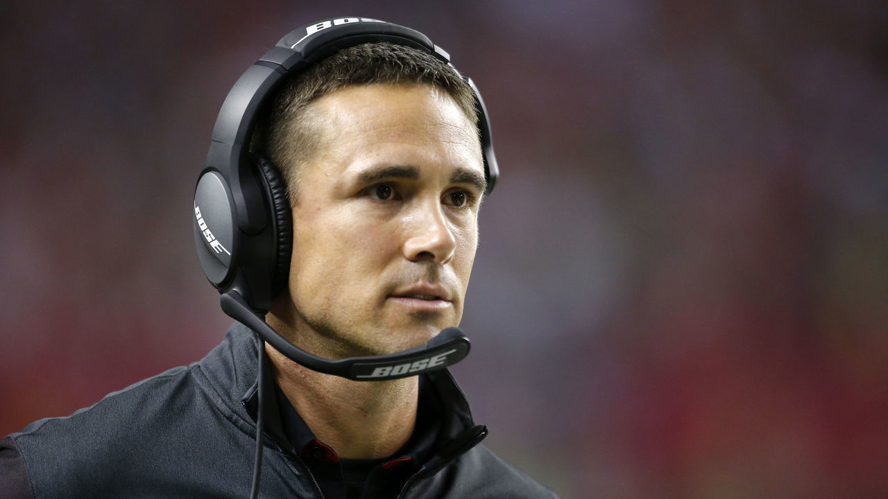 ATLANTA, GA - JANUARY 14: Atlanta Falcons quarterbacks coach Matt LaFleur watches on in the second half of the NFC Divisional Playoff game between the Seattle Seahawks and Atlanta Falcons on January 24, 2017, at the Georgia Dome in Atlanta, GA. The Atlanta Falcons won the game 36-20.
