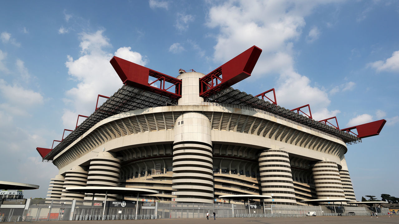 MILAN, ITALY - SEPTEMBER 17: A general view outside the stadium ahead of the Tottenham Hotspur press conference at San Siro Stadium on September 17, 2018 in Milan, Italy.