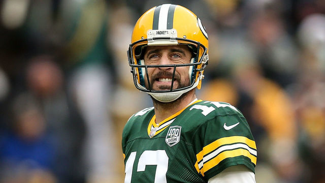 GREEN BAY, WISCONSIN - DECEMBER 30: Aaron Rodgers #12 of the Green Bay Packers reacts in the first quarter against the Detroit Lions at Lambeau Field on December 30, 2018 in Green Bay, Wisconsin.