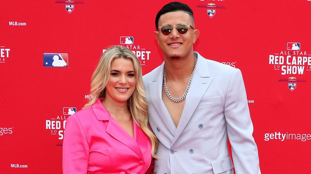 WASHINGTON, DC - JULY 17: Manny Machado #13 of the Baltimore Orioles and the American League attends the 89th MLB All-Star Game, presented by MasterCard red carpet with wife Yainee Alonso at Nationals Park on July 17, 2018 in Washington, DC.