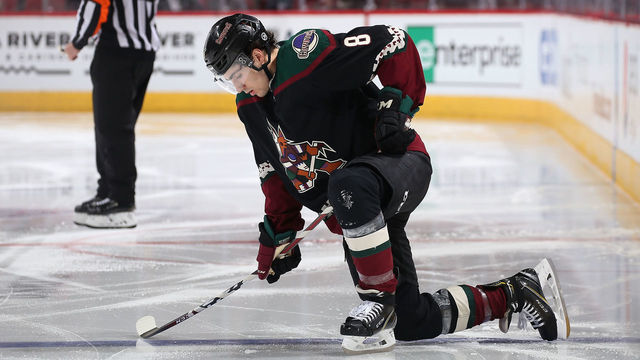 GLENDALE, ARIZONA - DECEMBER 22: Nick Schmaltz #8 of the Arizona Coyotes during the NHL game against the Colorado Avalanche at Gila River Arena on December 22, 2018 in Glendale, Arizona. The Coyotes defeated the Avalanche 6-4.