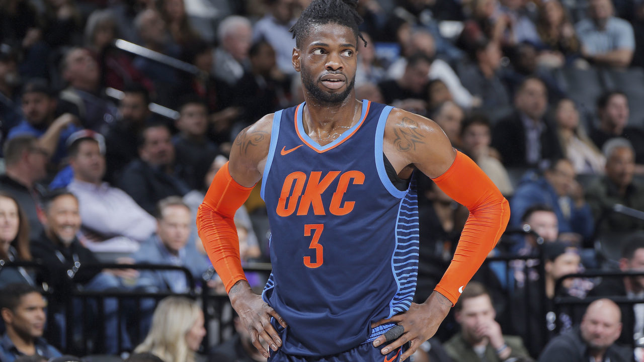 SACRAMENTO, CA - DECEMBER 19: Nerlens Noel #3 of the Oklahoma City Thunder looks on during the game against the Sacramento Kings on December 19, 2018 at Golden 1 Center in Sacramento, California. Mandatory Copyright Notice: Copyright 2018 NBAE