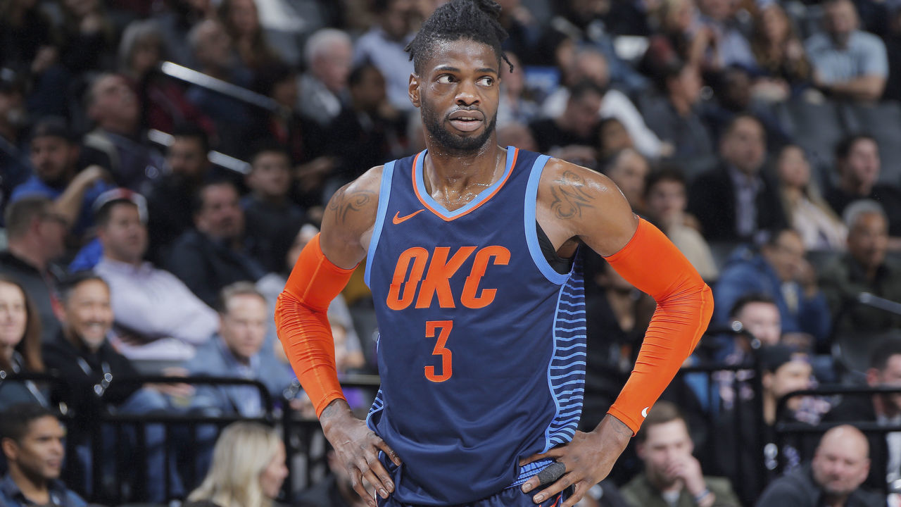 SACRAMENTO, CA - DECEMBER 19: Nerlens Noel #3 of the Oklahoma City Thunder looks on during the game against the Sacramento Kings on December 19, 2018 at Golden 1 Center in Sacramento, California. Mandatory Copyright Notice: Copyright 2018 NBAE
