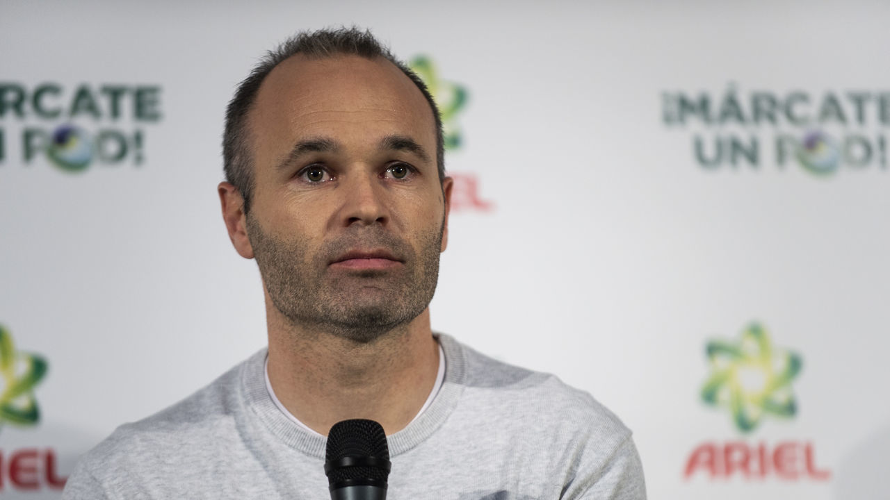 BARCELONA, SPAIN - DECEMBER 11: Andres Iniesta speaks during the presentation of Ariel Power Pods on December 11, 2018 in Barcelona, Spain.