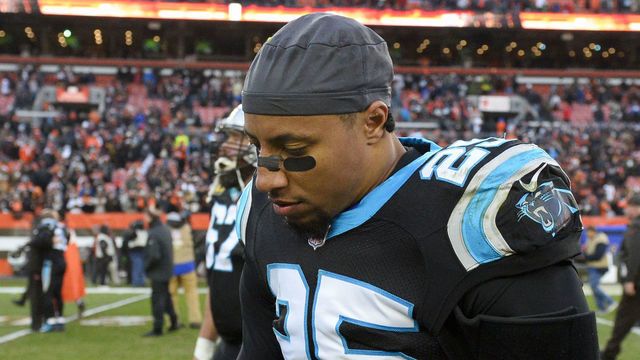 CLEVELAND, OH - DECEMBER 9, 2018: Strong safety Eric Reid #25 of the Carolina Panthers walks off the field after a game against the Cleveland Browns on December 9, 2018 at FirstEnergy Stadium in Cleveland, Ohio. Cleveland won 26-20. (Photo by: 2018 Nick Cammett/Diamond Images/Getty Images)