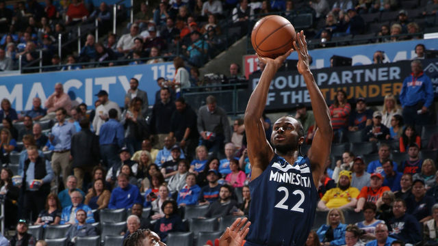 OKLAHOMA CITY, OK- JANUARY 8: Andrew Wiggins #22 of the Minnesota Timberwolves shoots the ball against the Oklahoma City Thunder on January 8, 2019 at Chesapeake Energy Arena in Oklahoma City, Oklahoma. Mandatory Copyright Notice: Copyright 2019 NBAE