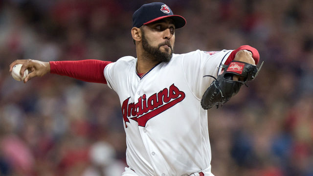CLEVELAND, OH - SEPTEMBER 15: Cleveland Indians pitcher Danny Salazar (31) delivers a pitch to the plate during the ninth inning of the Major League Baseball game between the Kansas City Royals and Cleveland Indians on September 15, 2017, at Progressive Field in Cleveland, OH. Kansas City defeated Cleveland 4-3.