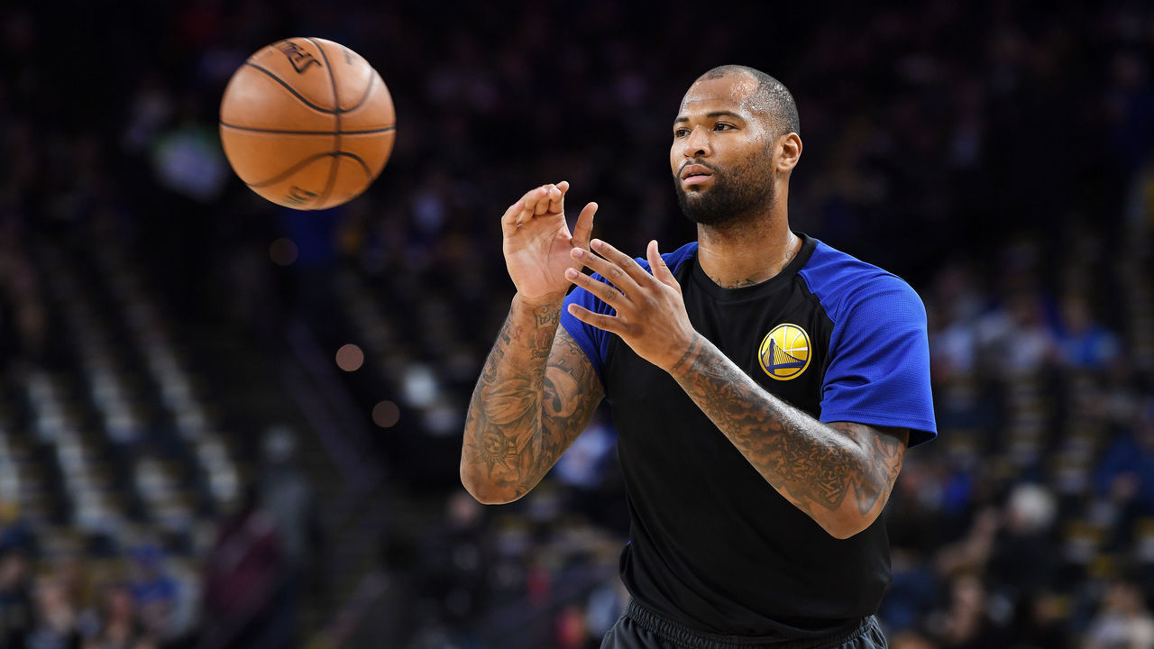 OAKLAND, CA - JANUARY 8: DeMarcus Cousins #0 of the Golden State Warriors warms up prior to the game against the New York Knicks on January 8, 2019 at ORACLE Arena in Oakland, California. NOTE TO USER: User expressly acknowledges and agrees that, by downloading and or using this photograph, user is consenting to the terms and conditions of Getty Images License Agreement. Mandatory Copyright Notice: Copyright 2019 NBAE