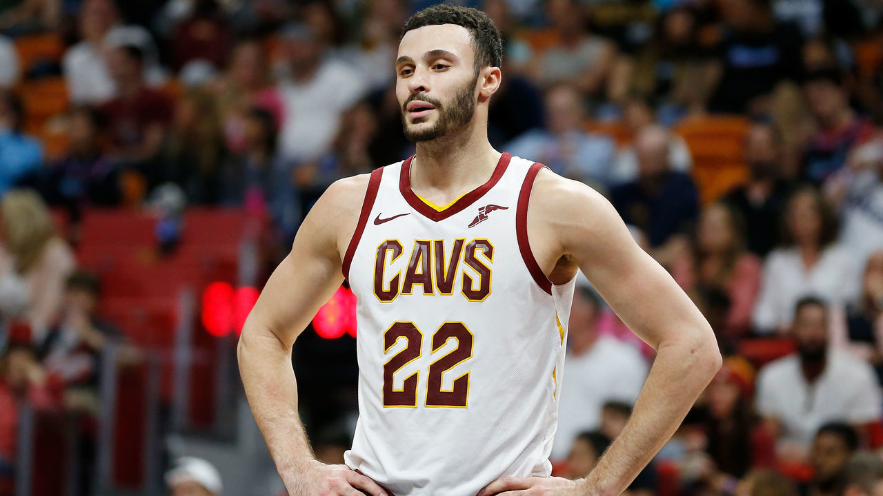 MIAMI, FL - DECEMBER 28: Larry Nance Jr. #22 of the Cleveland Cavaliers looks on against the Miami Heat at American Airlines Arena on December 28, 2018 in Miami, Florida.