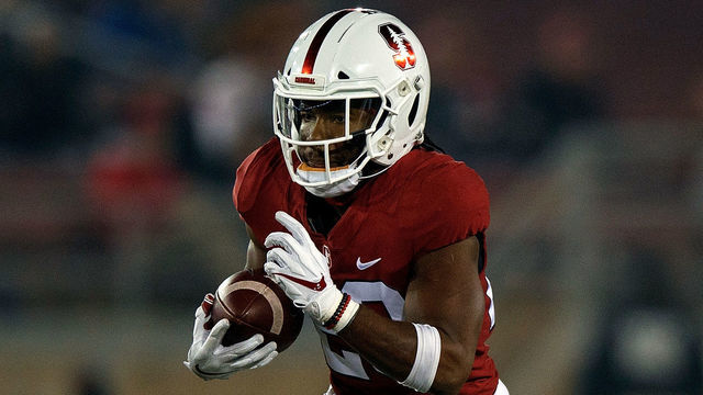 PALO ALTO, CA - NOVEMBER 10: Running back Bryce Love #20 of the Stanford Cardinal rushes up field for a 28 yard touchdown against the Oregon State Beavers during the first quarter at Stanford Stadium on November 10, 2018 in Palo Alto, California. The Stanford Cardinal defeated the Oregon State Beavers 48-17.