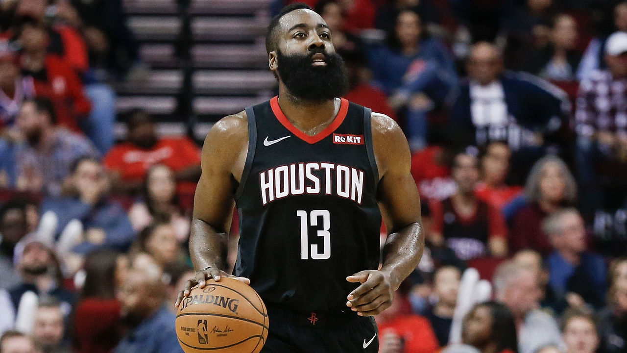 HOUSTON, TEXAS - DECEMBER 22: James Harden #13 of the Houston Rockets brings the ball up court during the third quarter against the San Antonio Spurs at Toyota Center on December 22, 2018 in Houston, Texas.