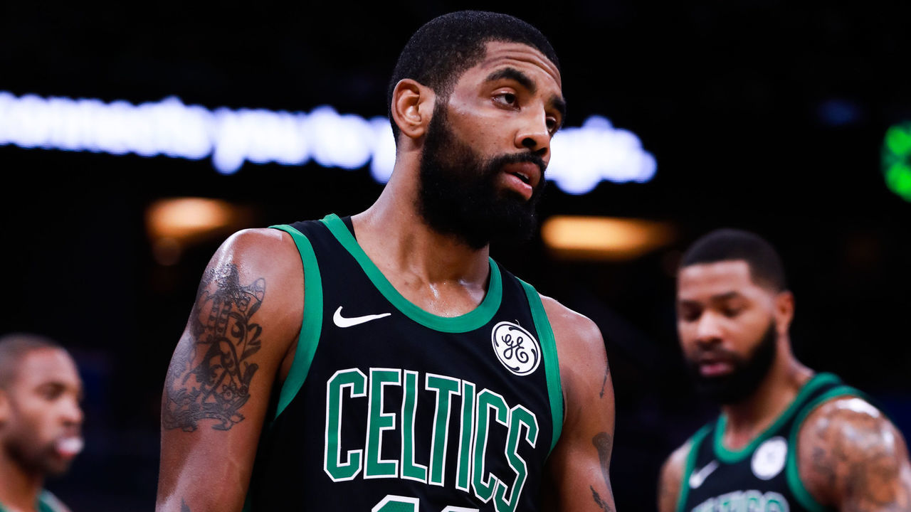 ORLANDO, FLORIDA - JANUARY 12: Kyrie Irving #11 of the Boston Celtics between plays in the first quarter against the Orlando Magic at Amway Center on January 12, 2019 in Orlando, Florida.