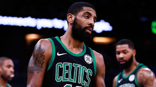 ORLANDO, FLORIDA - JANUARY 12: Kyrie Irving #11 of the Boston Celtics between plays in the first quarter against the Orlando Magic at Amway Center on January 12, 2019 in Orlando, Florida.
