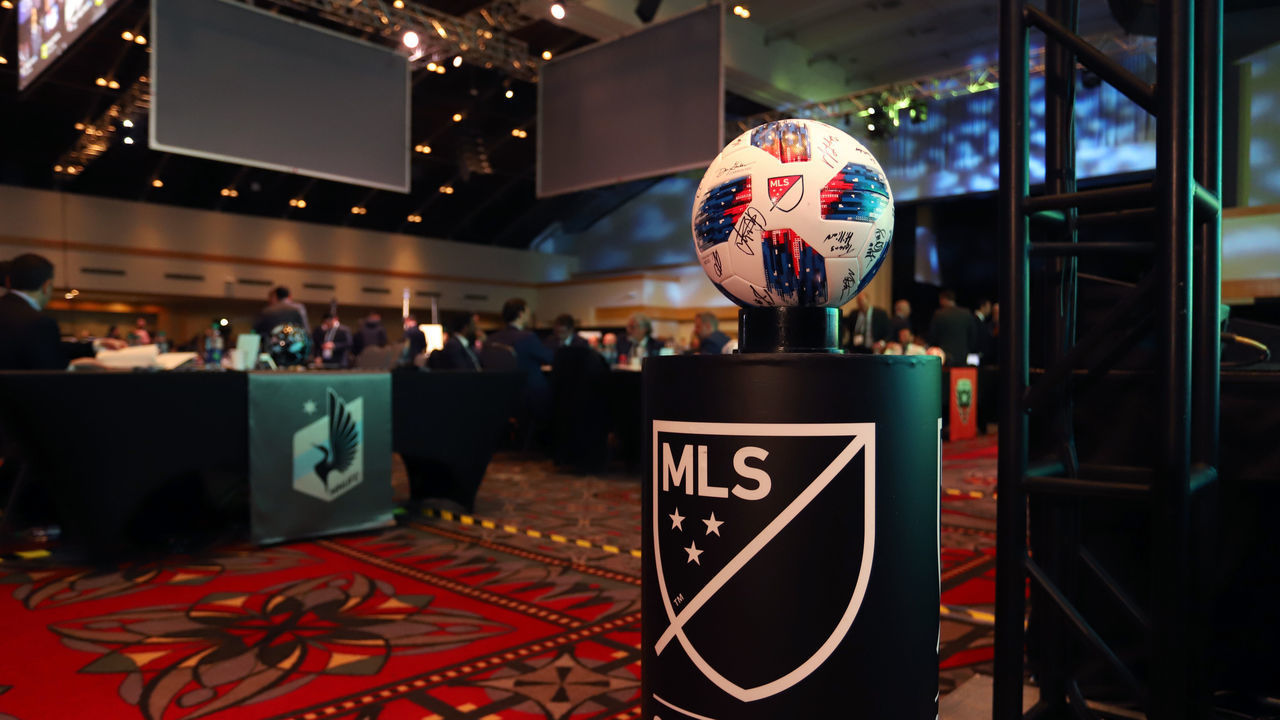 PHILADELPHIA, PA - JANUARY 19: A ball signed by the draftees sits on display on the side of the stage during the MLS SuperDraft 2018 on January 19, 2018, at the Pennsylvania Convention Center in Philadelphia, PA.