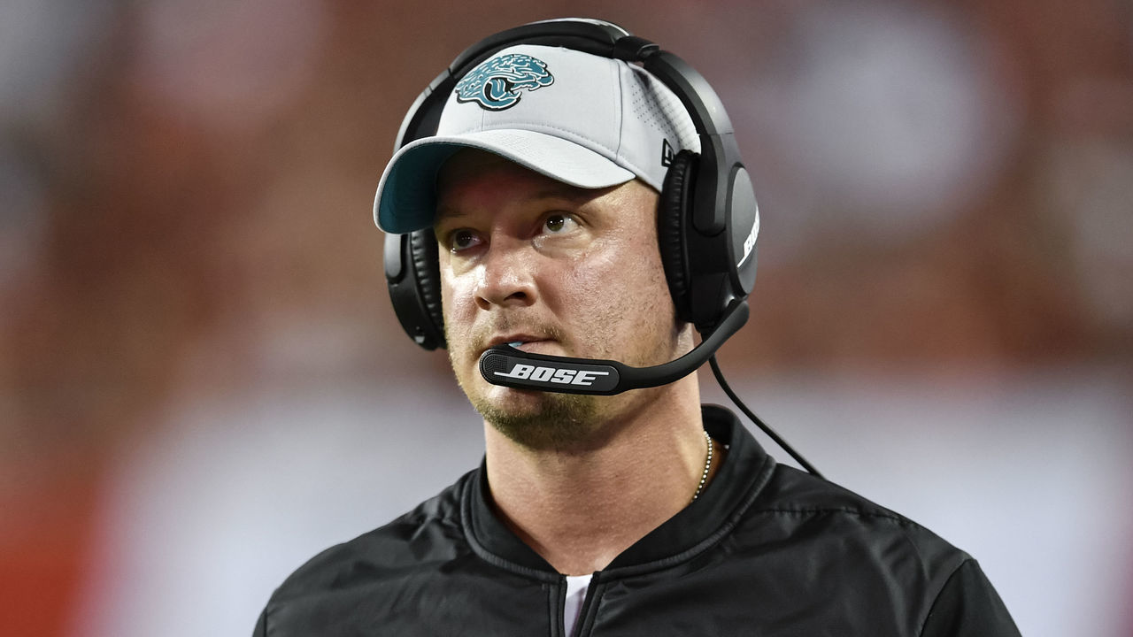 TAMPA, FL - AUGUST 30: Jacksonville Jaguars offensive coordinator Nathaniel Hackett during the first half of an NFL preseason game between the Detroit Lions and the Tampa Bay Buccaneers on August 30, 2018, at Raymond James Stadium in Tampa, FL.