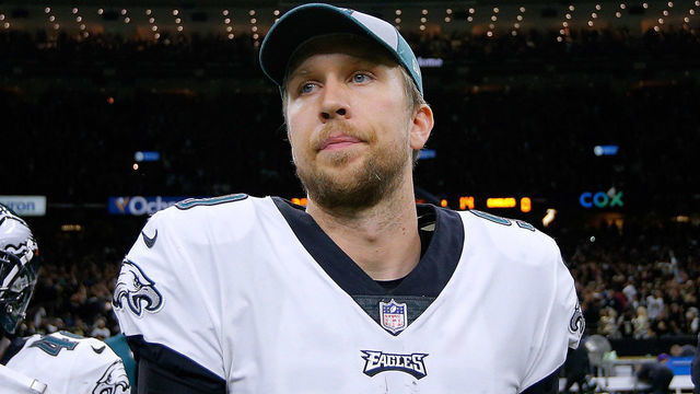 NEW ORLEANS, LOUISIANA - JANUARY 13: Nick Foles #9 of the Philadelphia Eagles reacts after the NFC Divisional Playoff against the New Orleans Saints at the Mercedes Benz Superdome on January 13, 2019 in New Orleans, Louisiana.