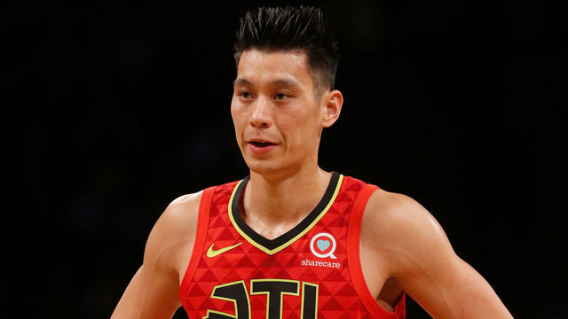 BROOKLYN, NY - JANUARY 09: (NEW YORK DAILIES OUT) Jeremy Lin #7 of the Atlanta Hawks in action against the Brooklyn Nets at Barclays Center on January 9, 2019 in the Brooklyn borough of New York City. The Nets defeated the Hawks 116-100. NOTE TO USER: User expressly acknowledges and agrees that, by downloading and/or using this photograph, user is consenting to the terms and conditions of the Getty Images License Agreement.