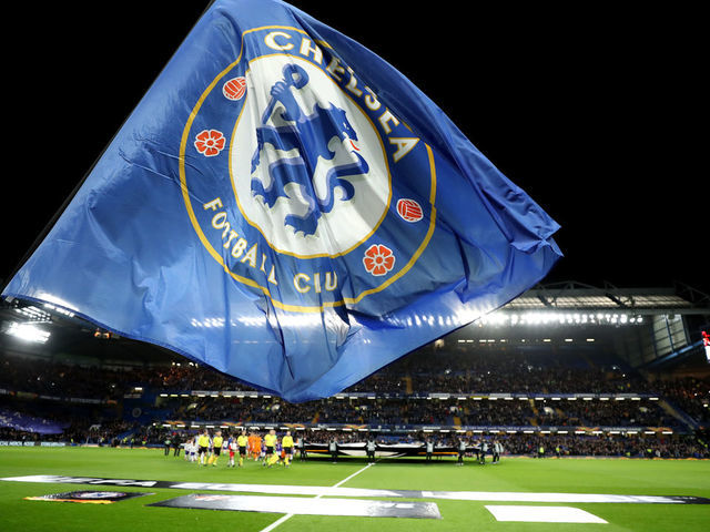 LONDON, ENGLAND - NOVEMBER 29: A club flag before kick off during the UEFA Europa League Group L match between Chelsea and PAOK at Stamford Bridge on November 29, 2018 in London, United Kingdom.